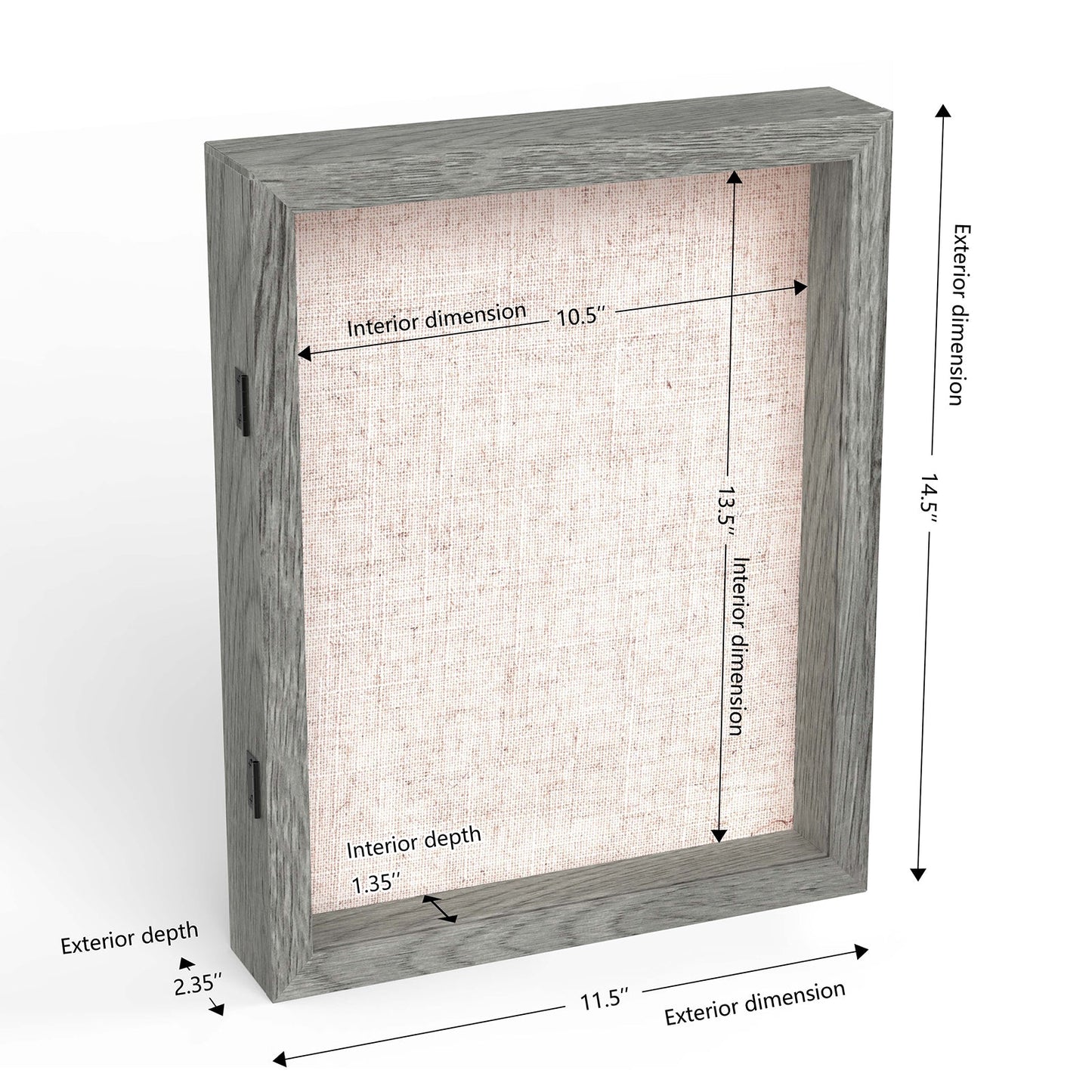 11" x 14" Gray Woodgrain MDF Wood Linen Backboard Shadow Box Frame