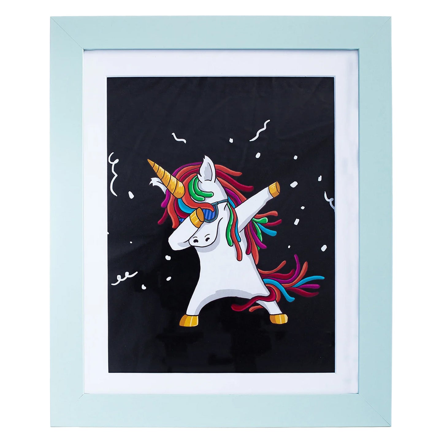 10" x 12.5" Light Blue MDF Wood Children's Art Picture Frame with Elastic Straps