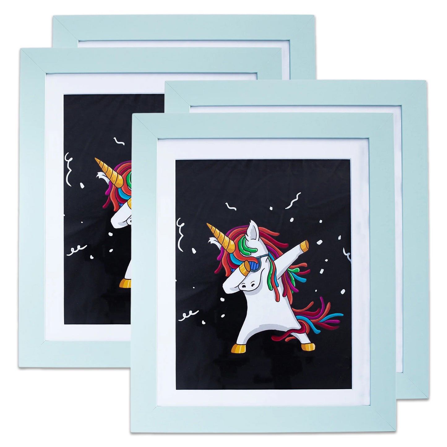 10" x 12.5" Light Blue MDF Wood Children's Art Picture Frame with Elastic Straps