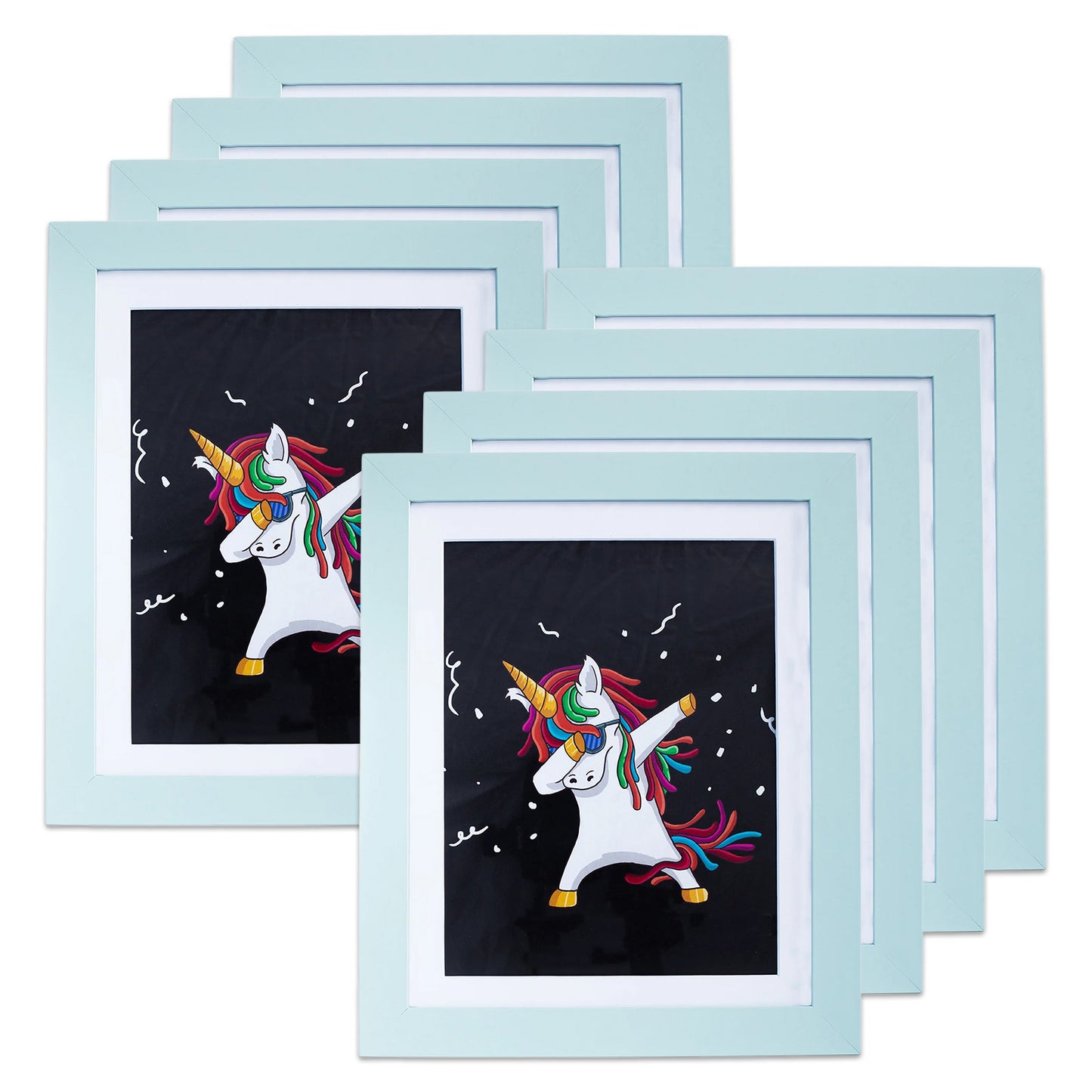 10" x 12.5" Light Blue MDF Wood Children's Art Picture Frame with Elastic Straps