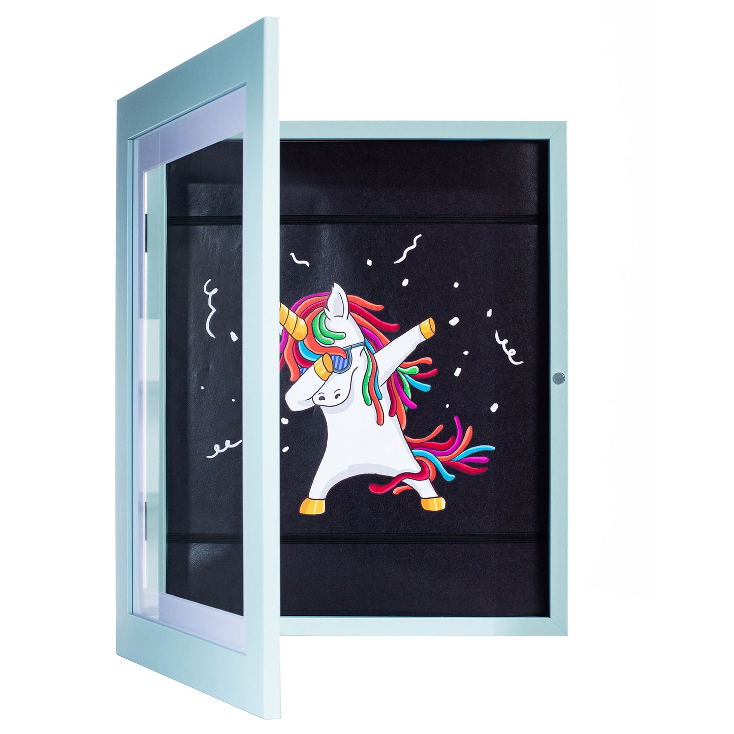 10" x 12.5" Light Blue MDF Wood Children's Art Picture Frame with Elastic Straps