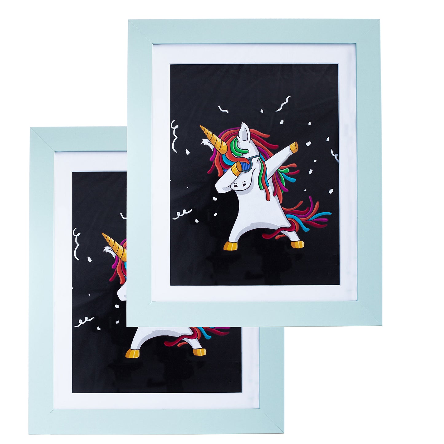 10" x 12.5" Light Blue MDF Wood Children's Art Picture Frame with Elastic Straps
