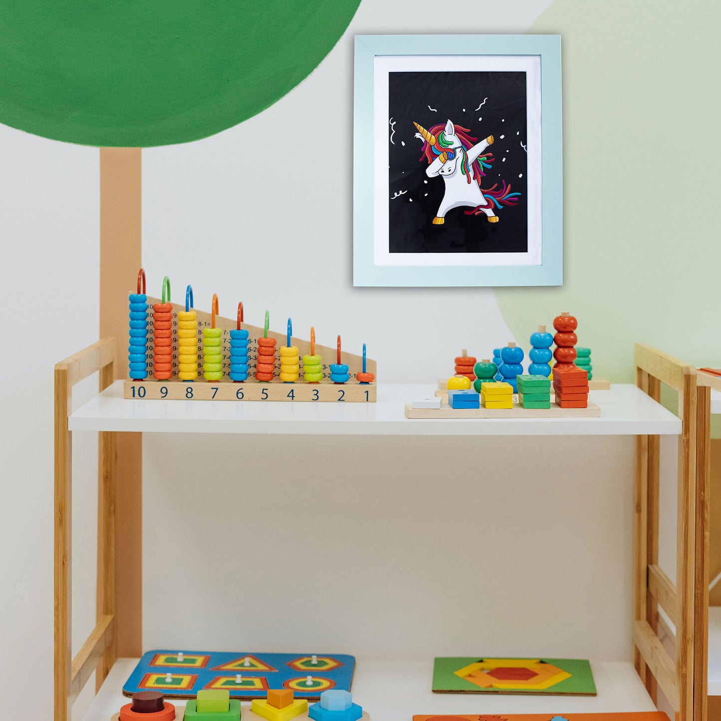 10" x 12.5" Light Blue MDF Wood Children's Art Picture Frame with Elastic Straps