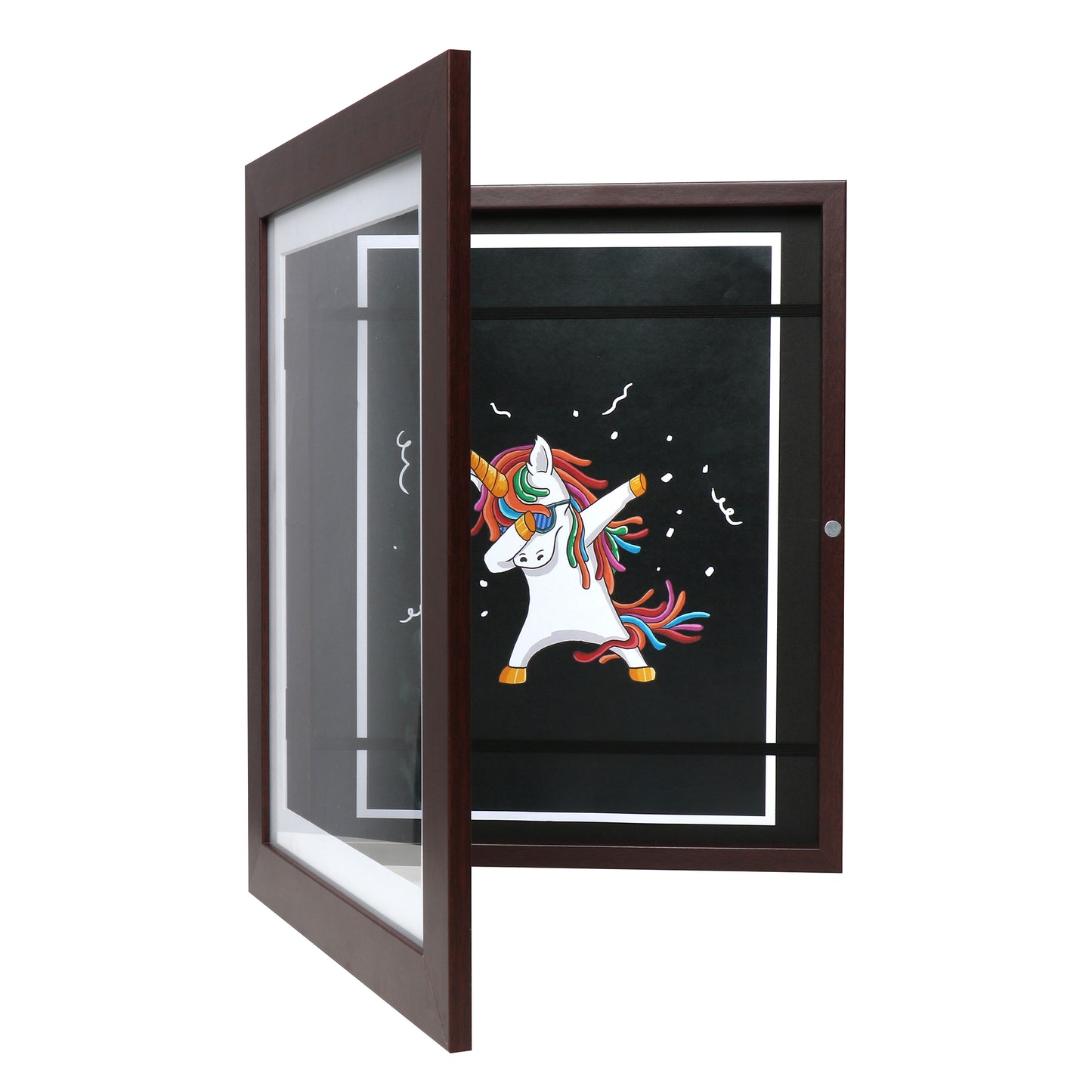 10" x 12.5" Mahogany Wood Children's Art Picture Frame with Elastic Straps