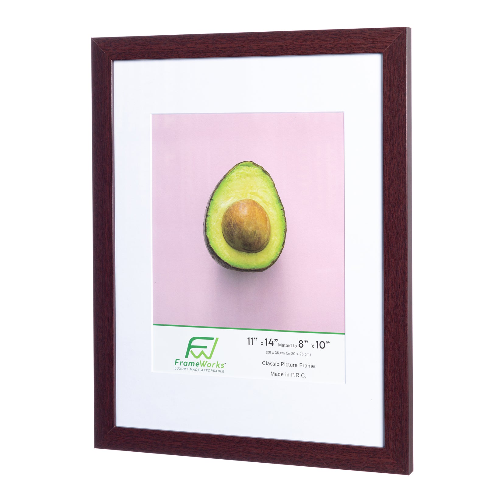 11" x 14” Classic Mahogany Wood Picture Frame with Tempered Glass, 8" x 10" Matted