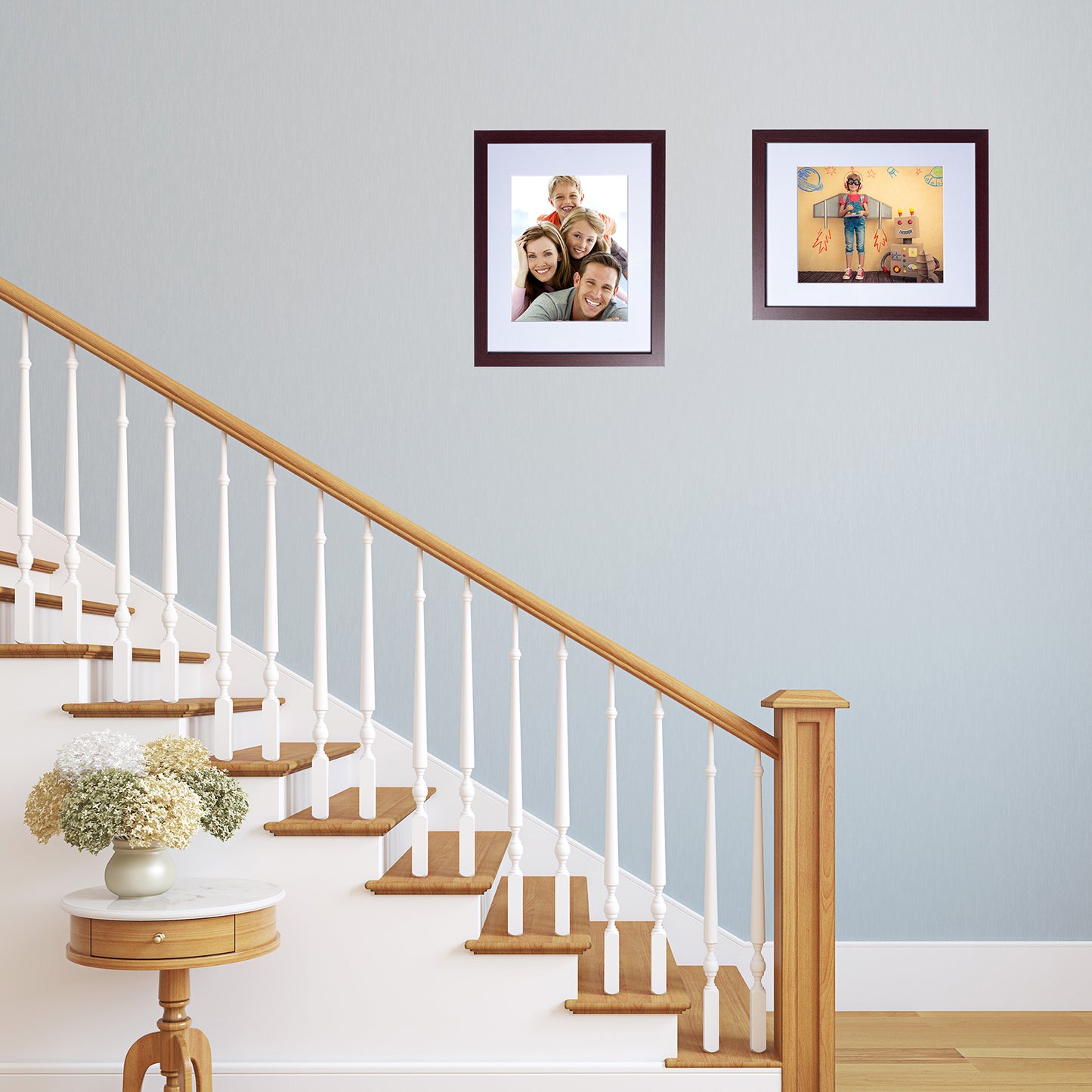 11" x 14” Classic Mahogany Wood Picture Frame with Tempered Glass, 8" x 10" Matted