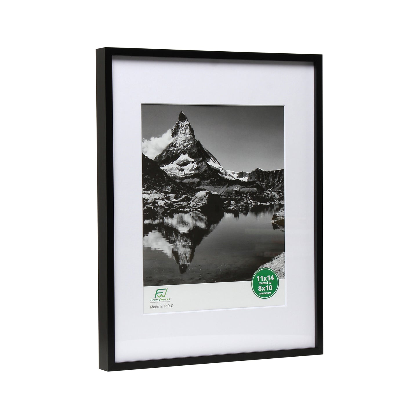 11" x 14" Deluxe Black Aluminum Contemporary Picture Frame, 8" x 10" Matted