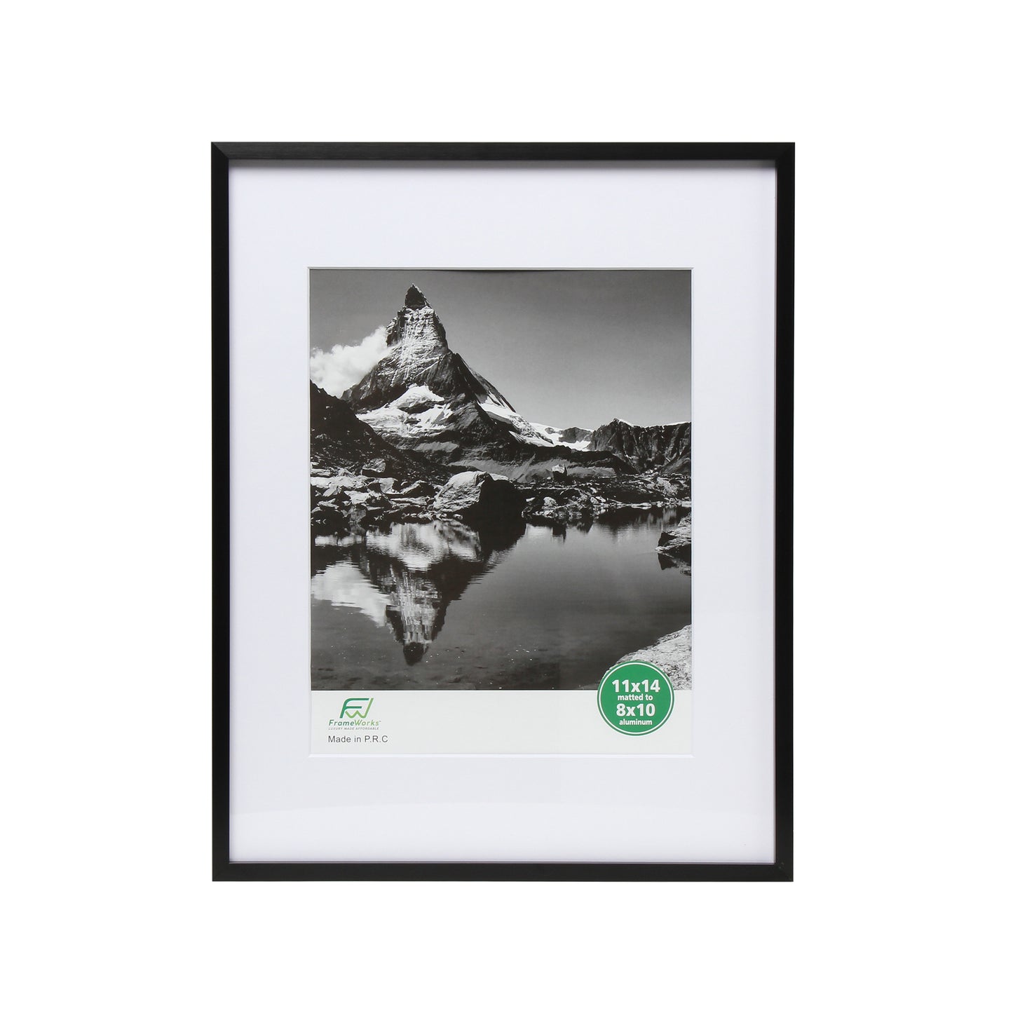 11" x 14" Deluxe Black Aluminum Contemporary Picture Frame, 8" x 10" Matted