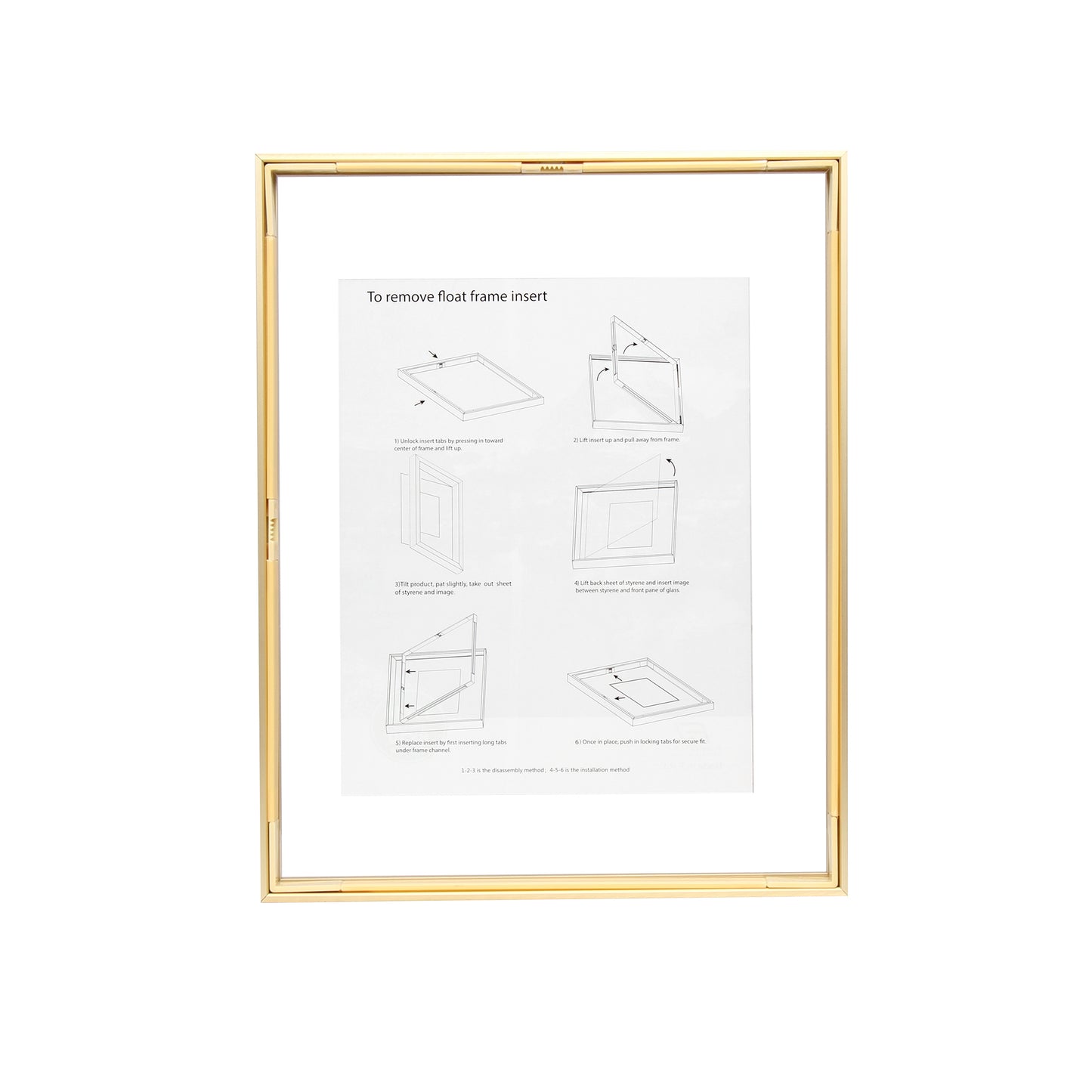 11" x 14" Deluxe Brass Gold Aluminum Contemporary Floating Picture Frame with Tempered Glass