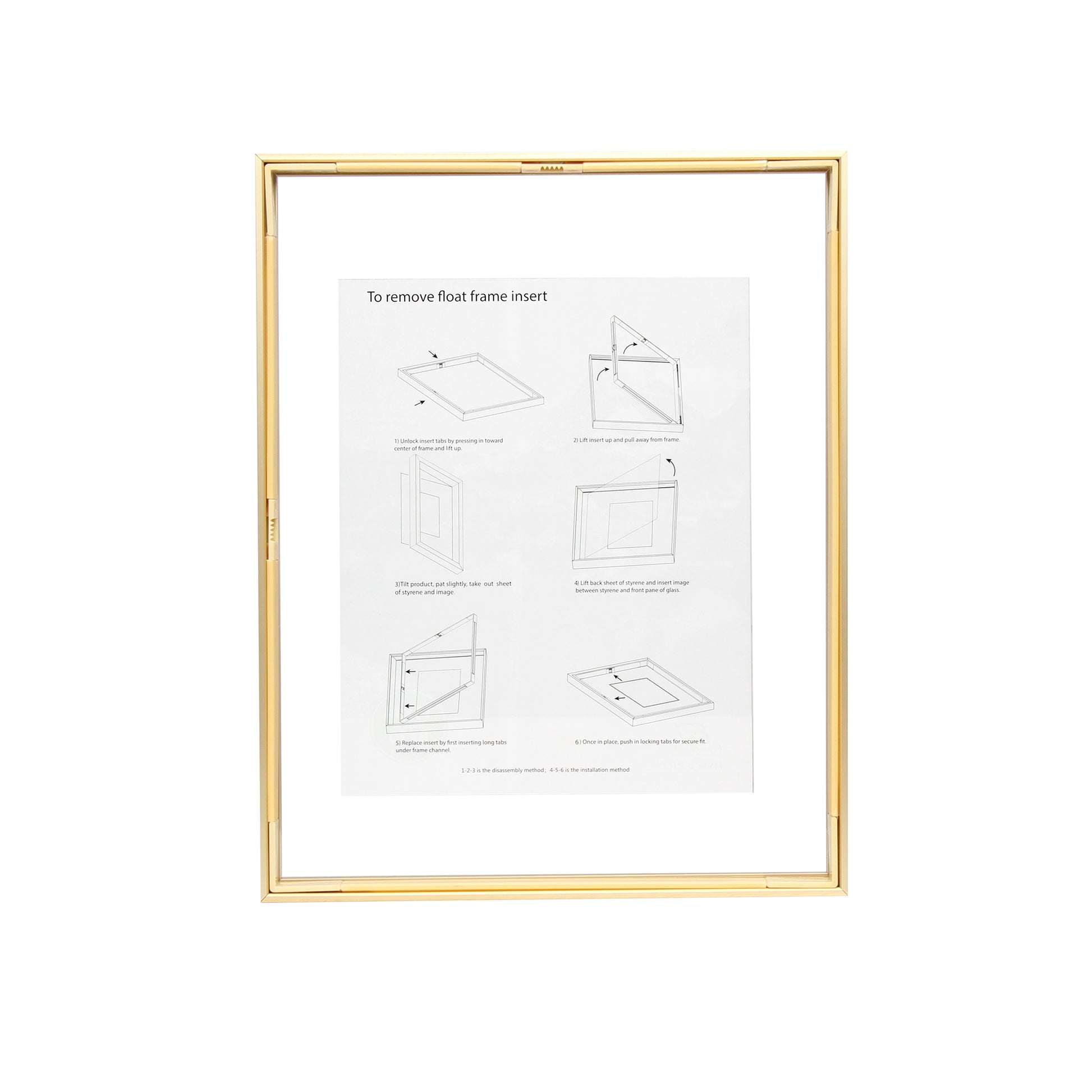 11" x 14" Deluxe Brass Gold Aluminum Contemporary Floating Picture Frame with Tempered Glass
