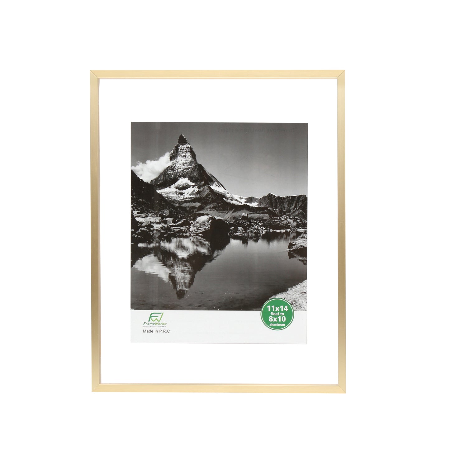 11" x 14" Deluxe Brass Gold Aluminum Contemporary Floating Picture Frame with Tempered Glass