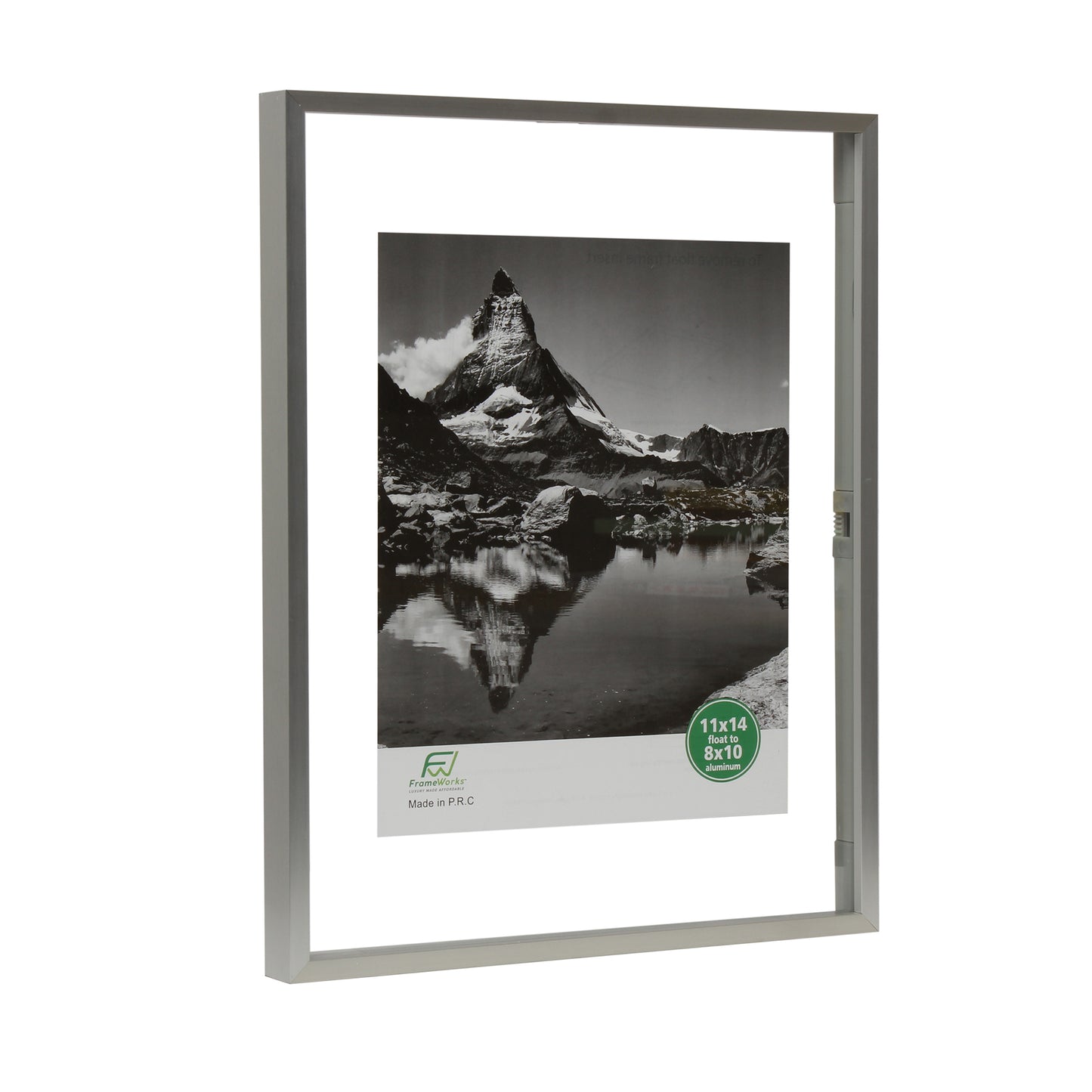 11" x 14" Deluxe Silver Aluminum Contemporary Floating Picture Frame with Tempered Glass