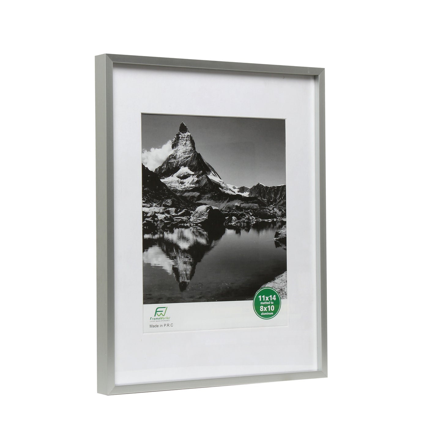 11" x 14" Deluxe Silver Aluminum Contemporary Picture Frame, 8" x 10" Matted