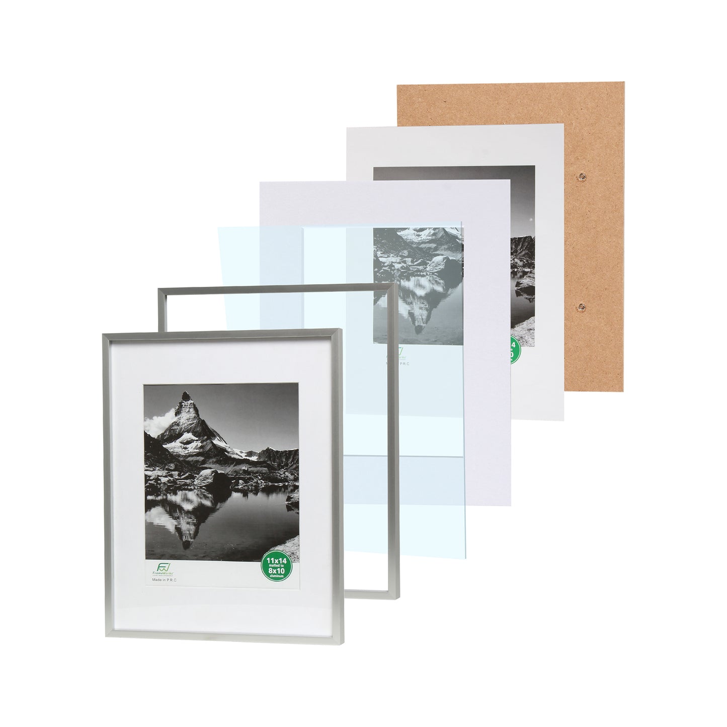 11" x 14" Deluxe Silver Aluminum Contemporary Picture Frame, 8" x 10" Matted