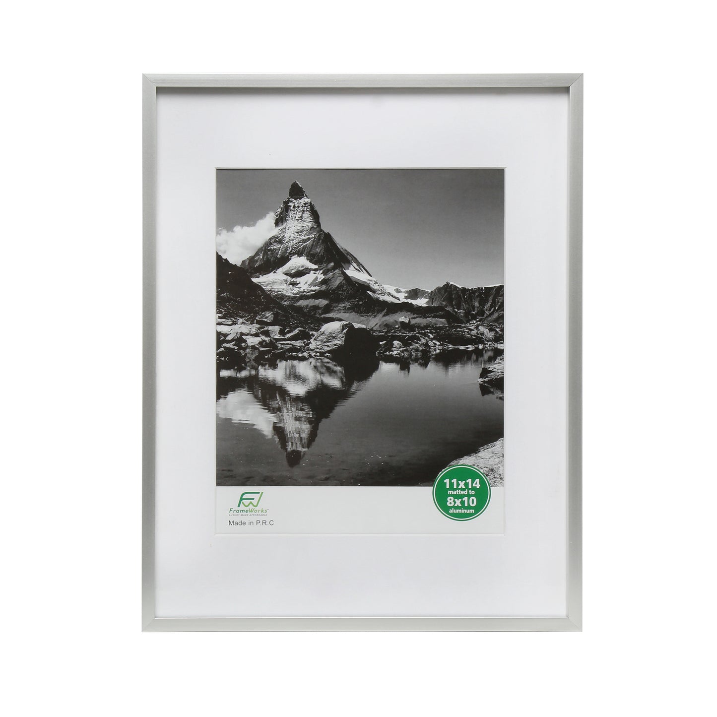11" x 14" Deluxe Silver Aluminum Contemporary Picture Frame, 8" x 10" Matted