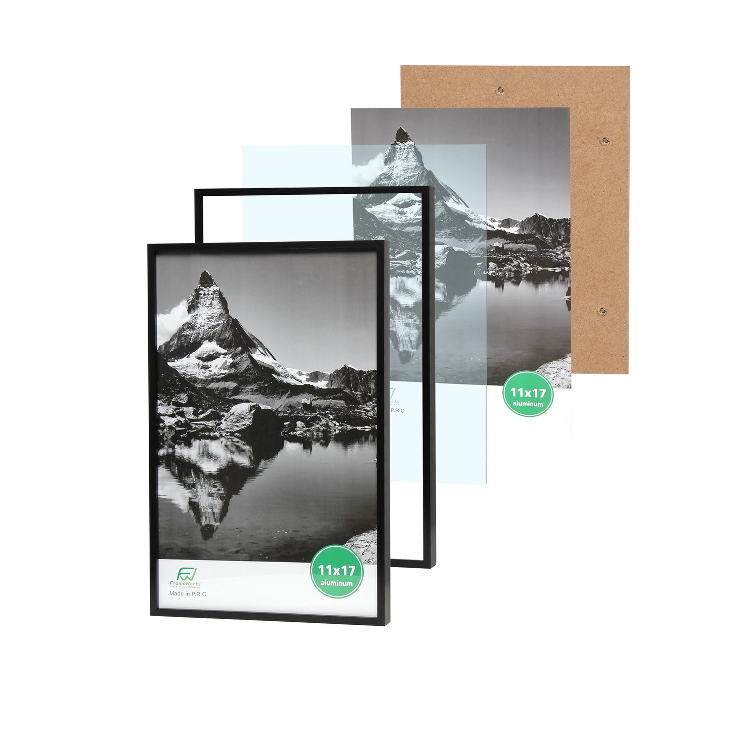 11" x 17" Deluxe Black Aluminum Contemporary Picture Frame with Tempered Glass