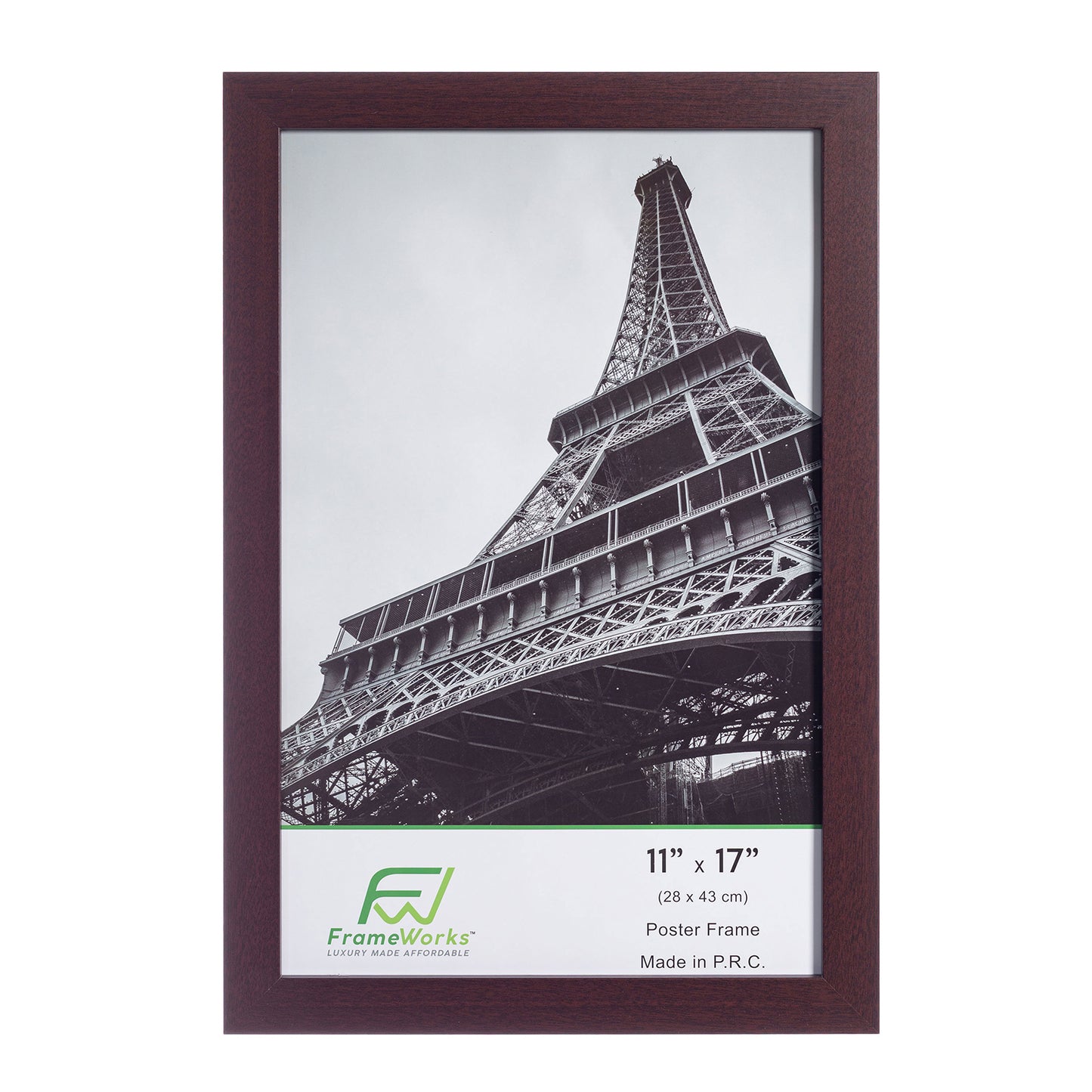 11" x 17" Mahogany Wood 2-Pack Back-Loading Poster Frames
