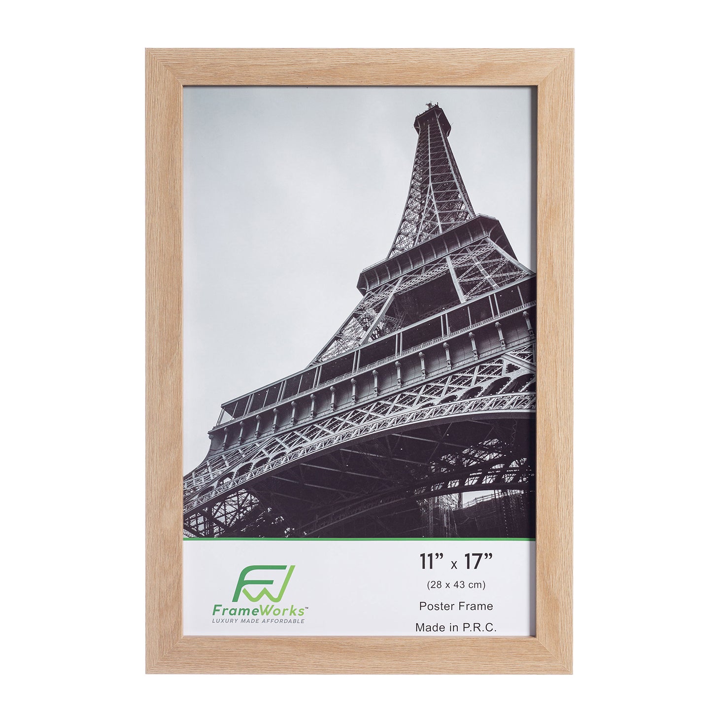 11" x 17" Natural Oak Wood 2-Pack Back-Loading Poster Frames