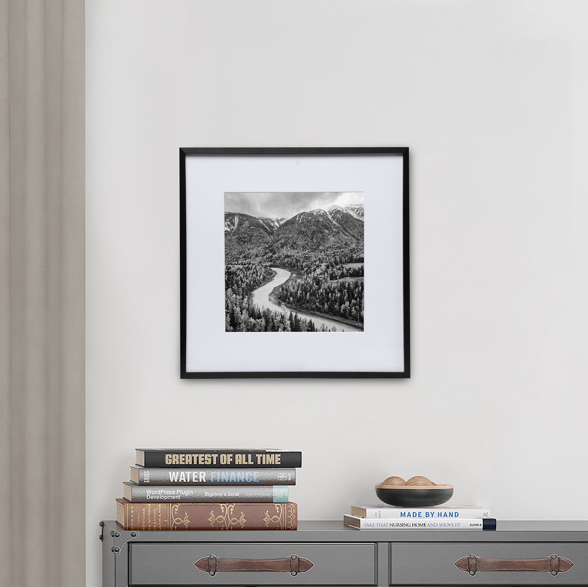 12" x 12" Deluxe Black Aluminum Contemporary Picture Frame, 8" x 8" Matted