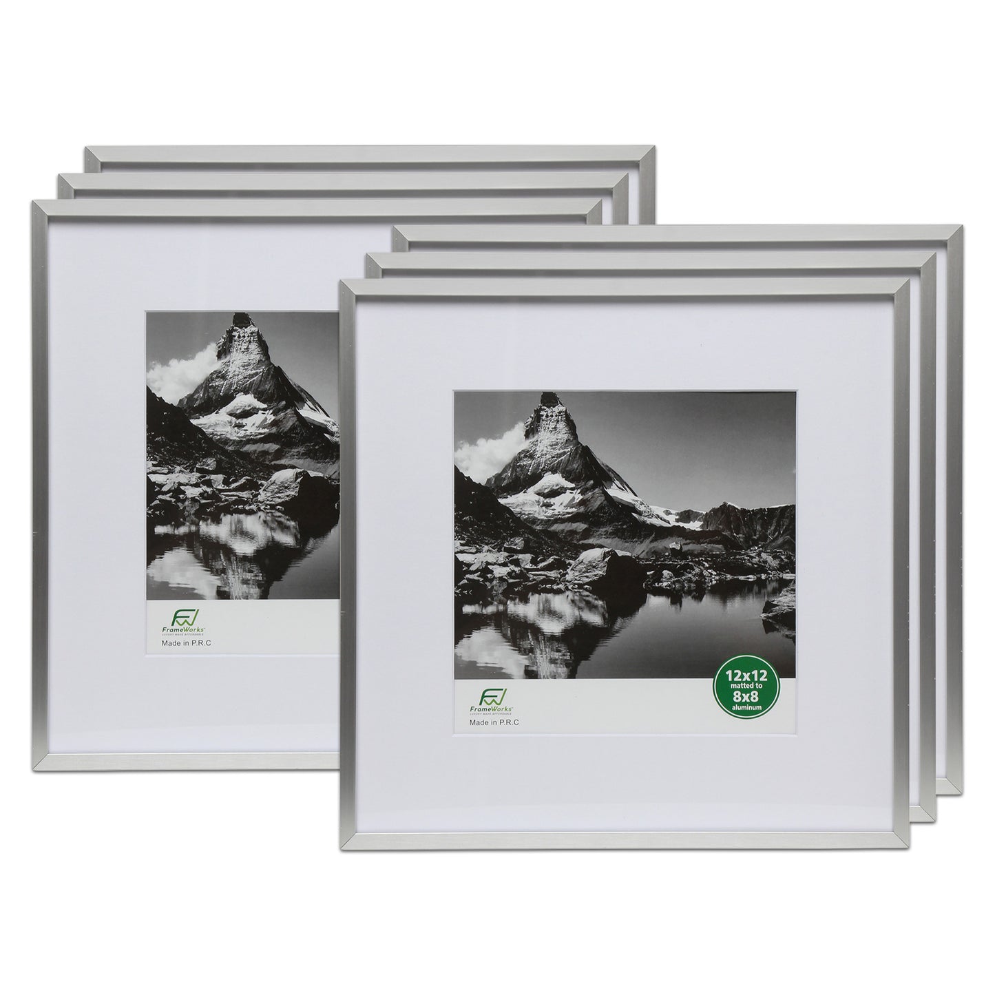 12" x 12" Deluxe Silver Aluminum Contemporary Picture Frame, 8" x 8" Matted