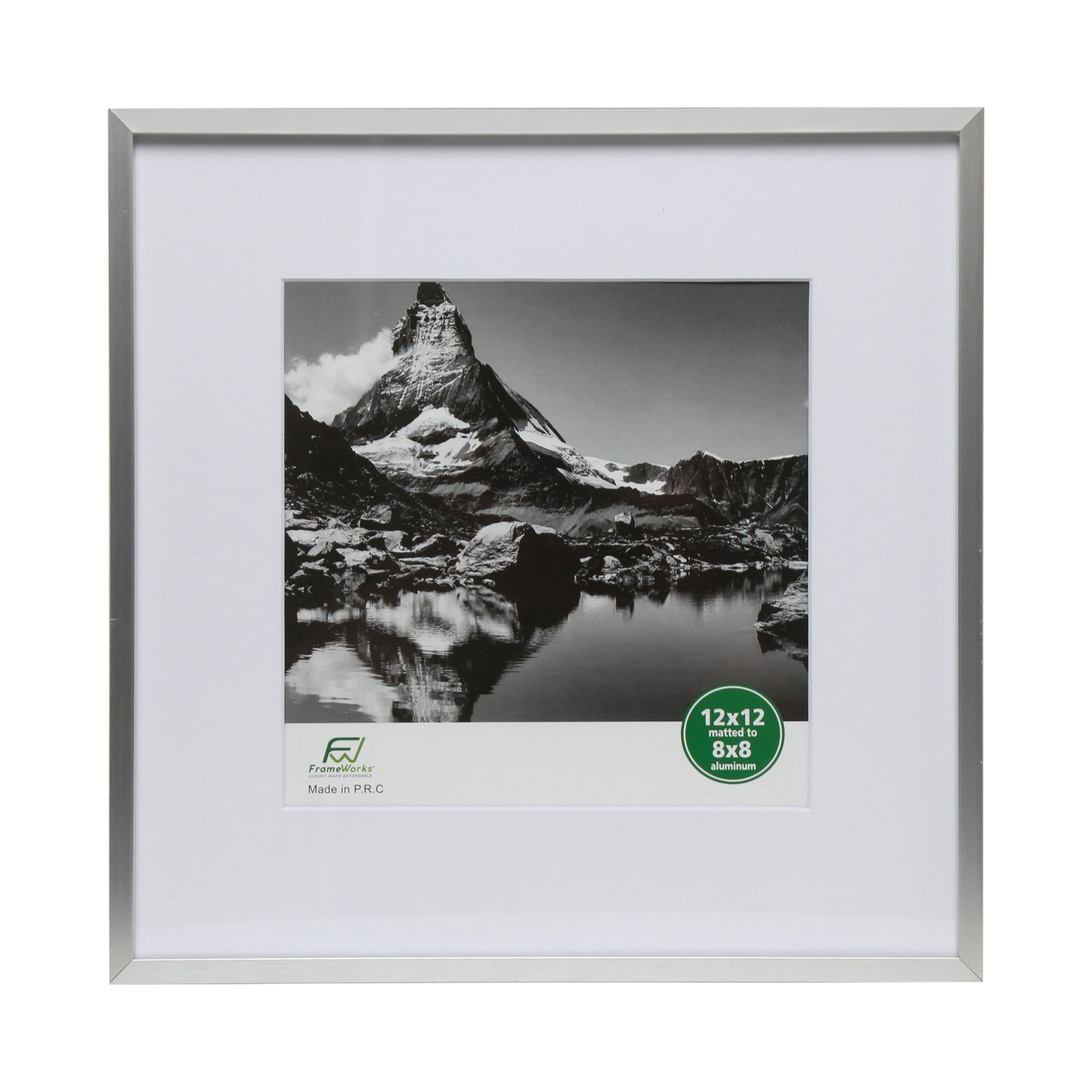 12" x 12" Deluxe Silver Aluminum Contemporary Picture Frame, 8" x 8" Matted