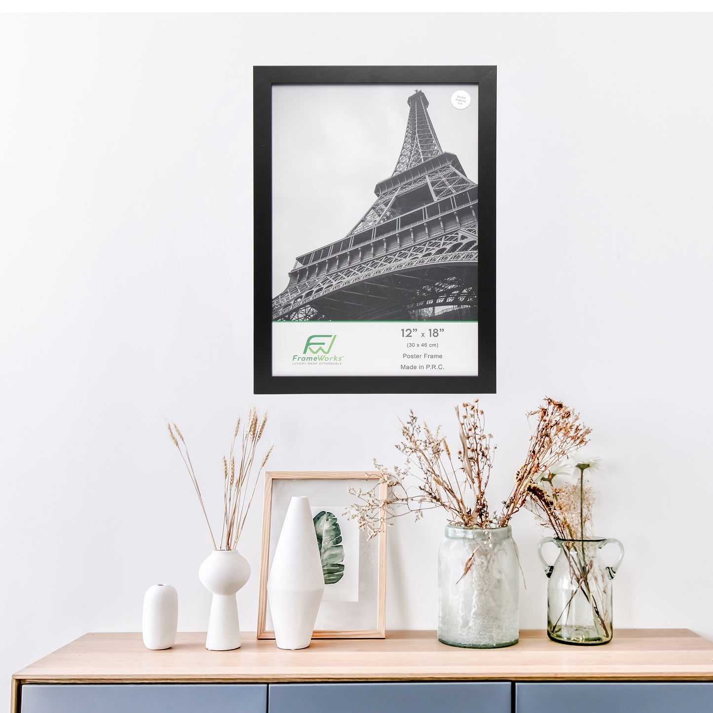12" x 18" Black Wood 2-Pack Back-Loading Poster Frames