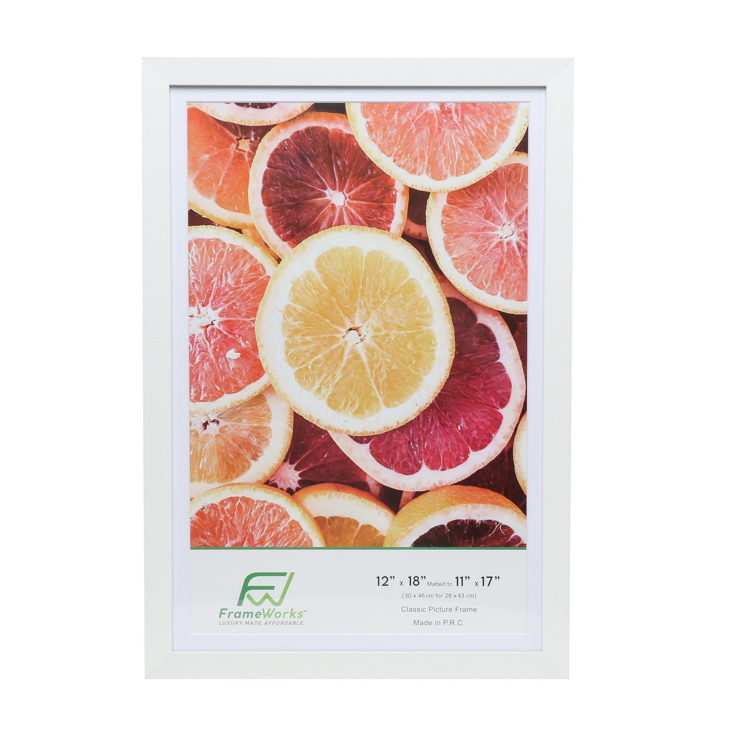 12" x 18” Classic White Wood Picture Frame with Tempered Glass, 11" x 17" Matted