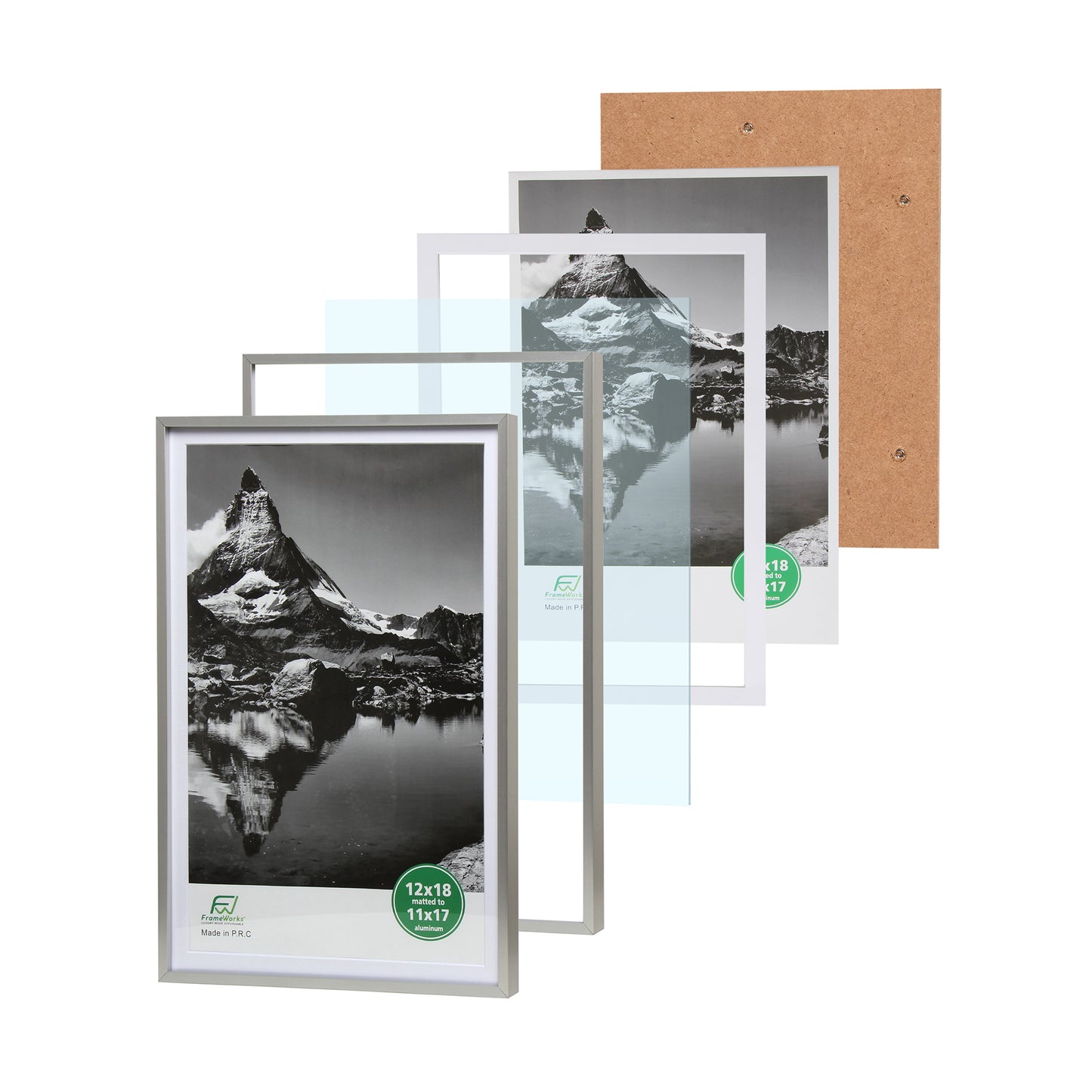 12" x 18" Deluxe Silver Aluminum Contemporary Picture Frame, 11" x 17" Matted