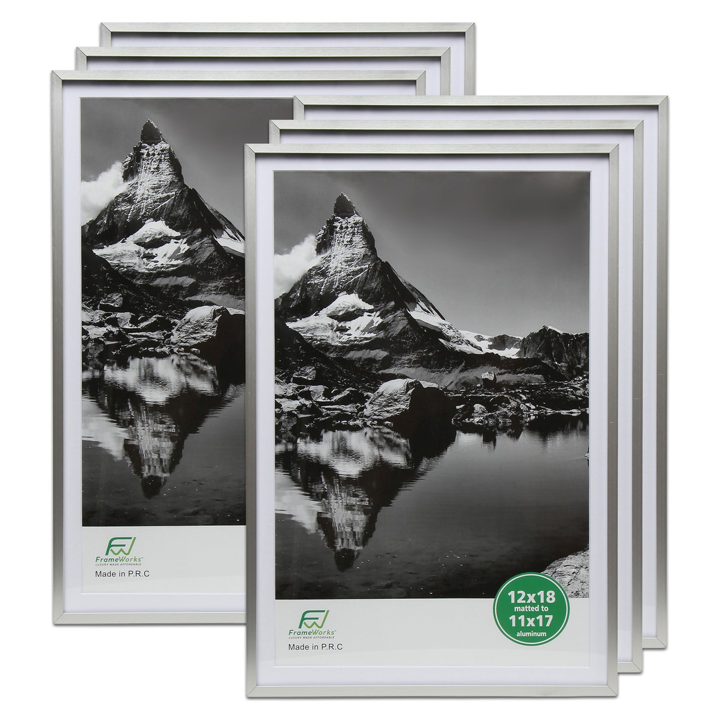 12" x 18" Deluxe Silver Aluminum Contemporary Picture Frame, 11" x 17" Matted