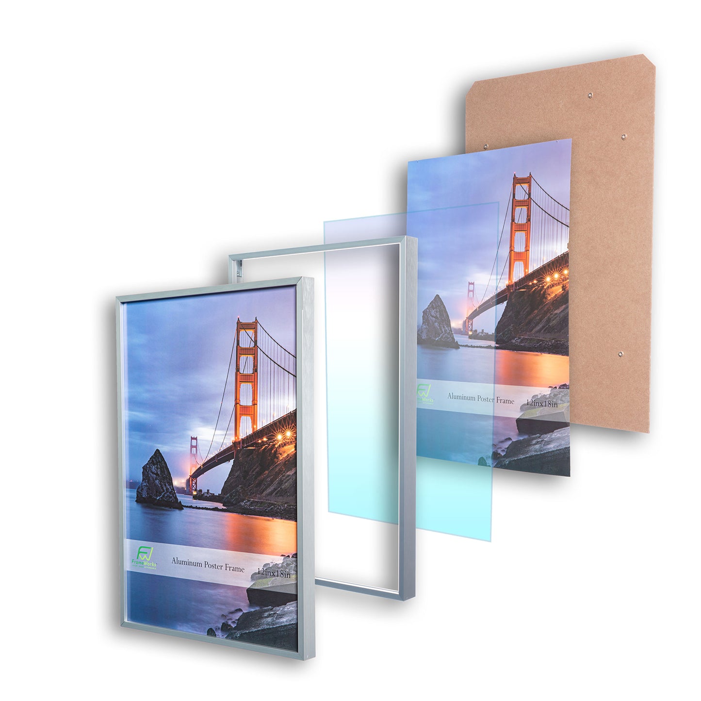 12" x 18" Silver Brushed Aluminum Poster Picture Frame with Plexiglass
