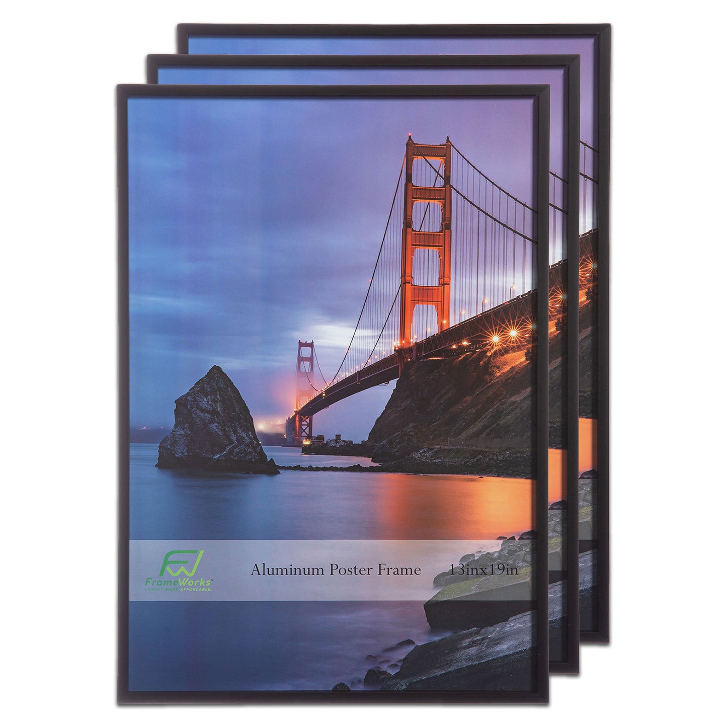 13" x 19" Black Brushed Aluminum Poster Picture Frame with Plexiglass