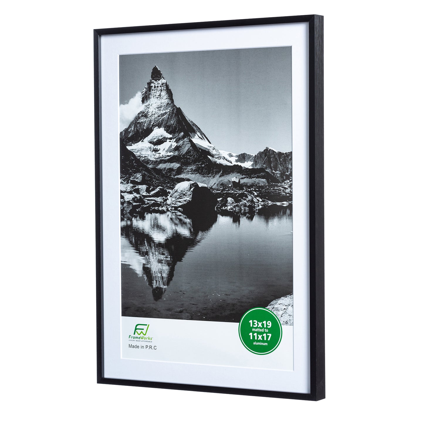 13" x 19" Deluxe Black Aluminum Contemporary Picture Frame, 11" x 17" Matted