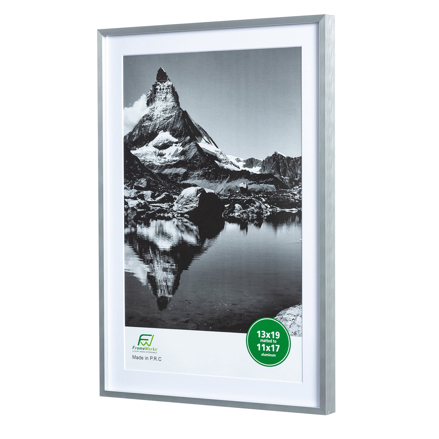 13" x 19" Deluxe Silver Aluminum Contemporary Picture Frame, 11" x 17" Matted