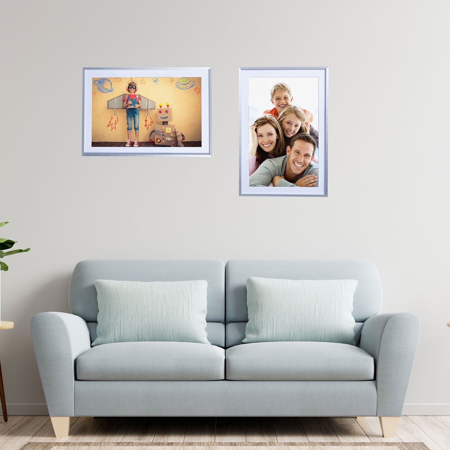13" x 19" Deluxe Silver Aluminum Contemporary Picture Frame, 11" x 17" Matted