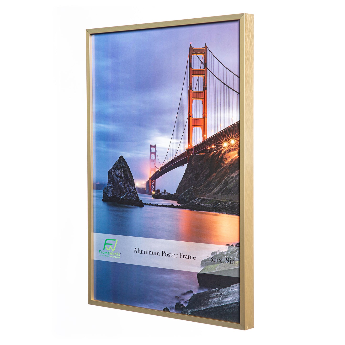 13" x 19" Gold Brushed Aluminum Poster Picture Frame with Plexiglass