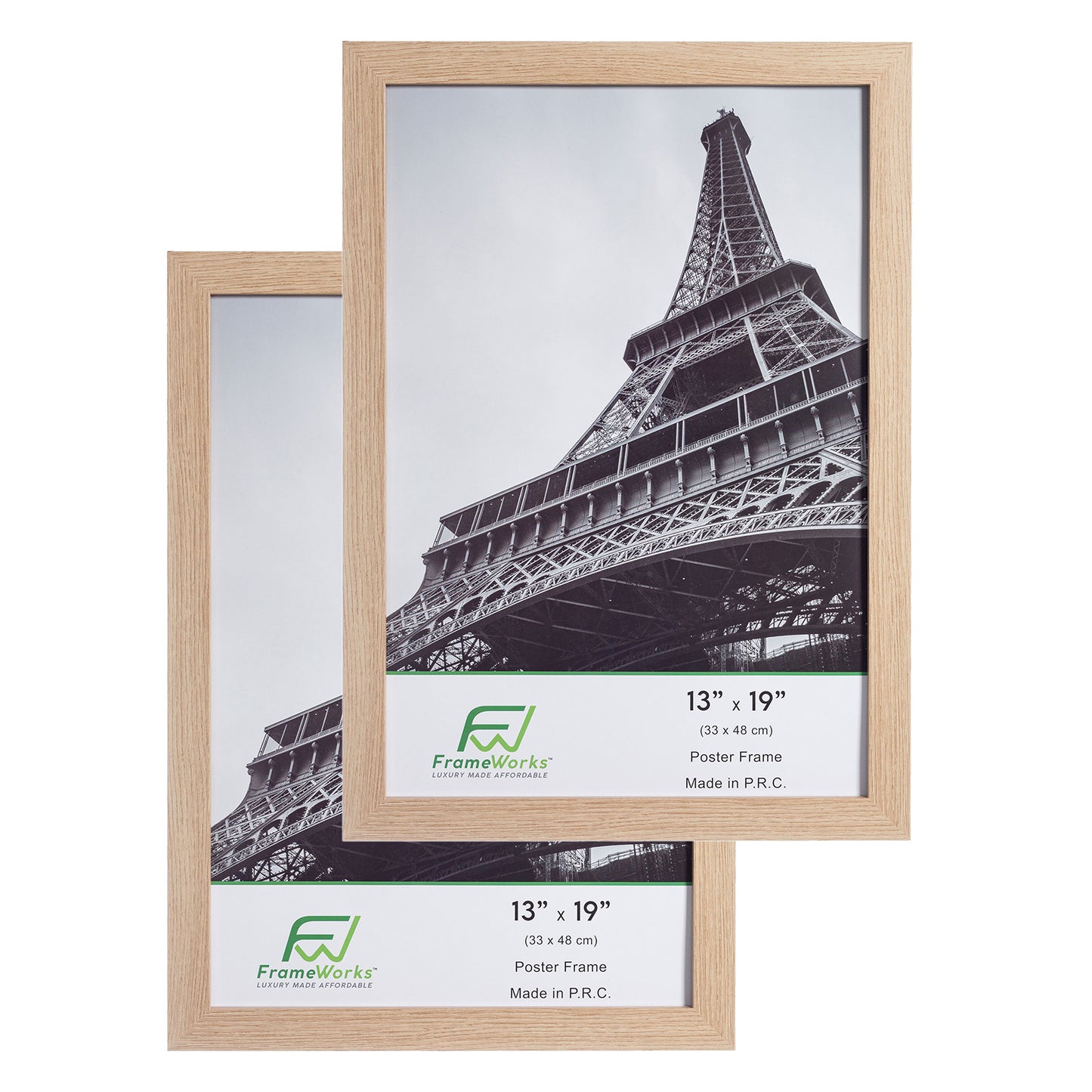 13" x 19" Natural Oak Wood 2-Pack Back-Loading Poster Frames