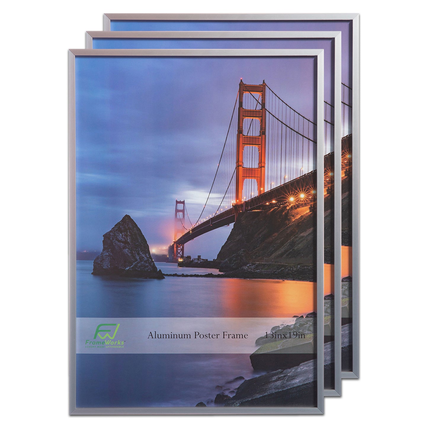 13" x 19" Silver Brushed Aluminum Poster Picture Frame with Plexiglass