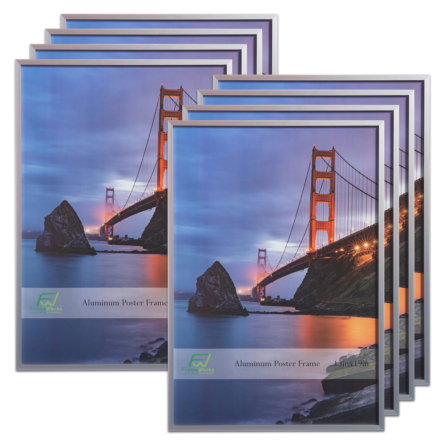 13" x 19" Silver Brushed Aluminum Poster Picture Frame with Plexiglass