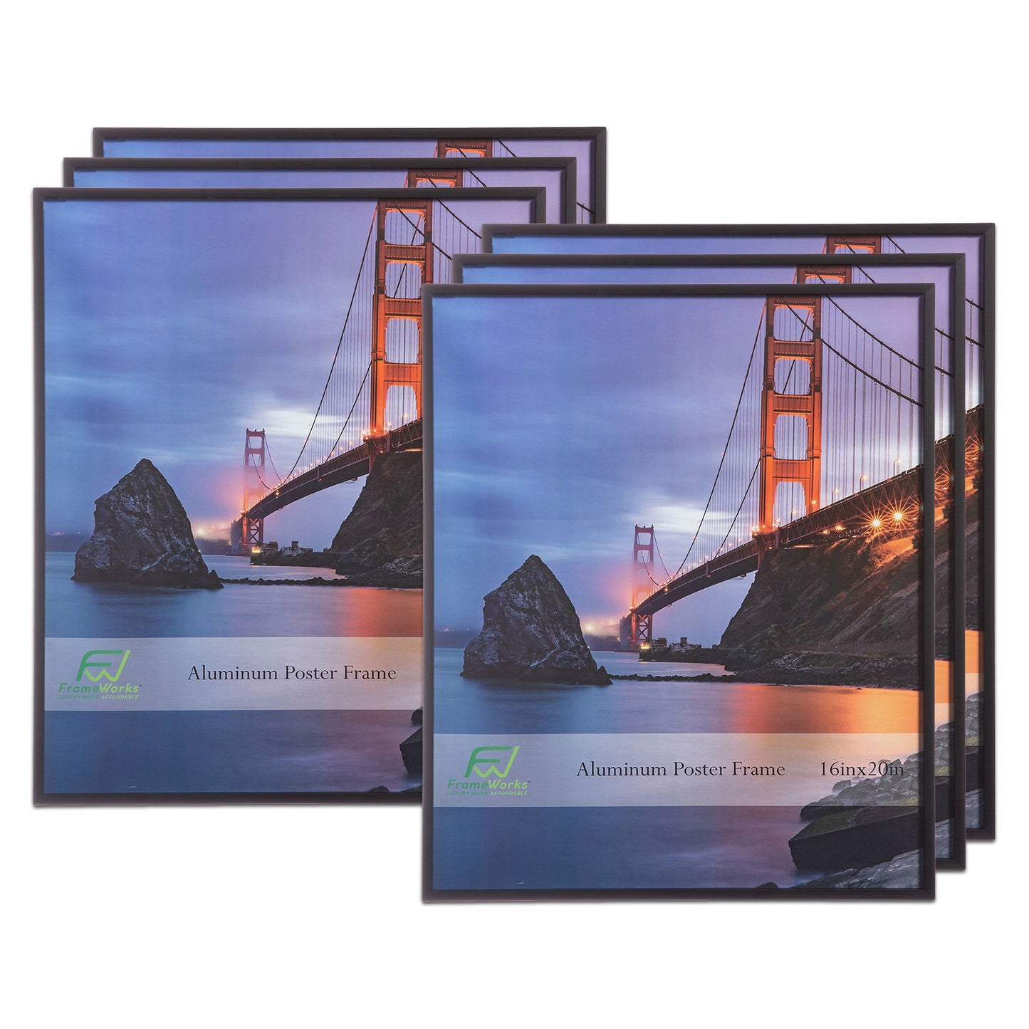 16" x 20" Black Brushed Aluminum Poster Picture Frame with Plexiglass