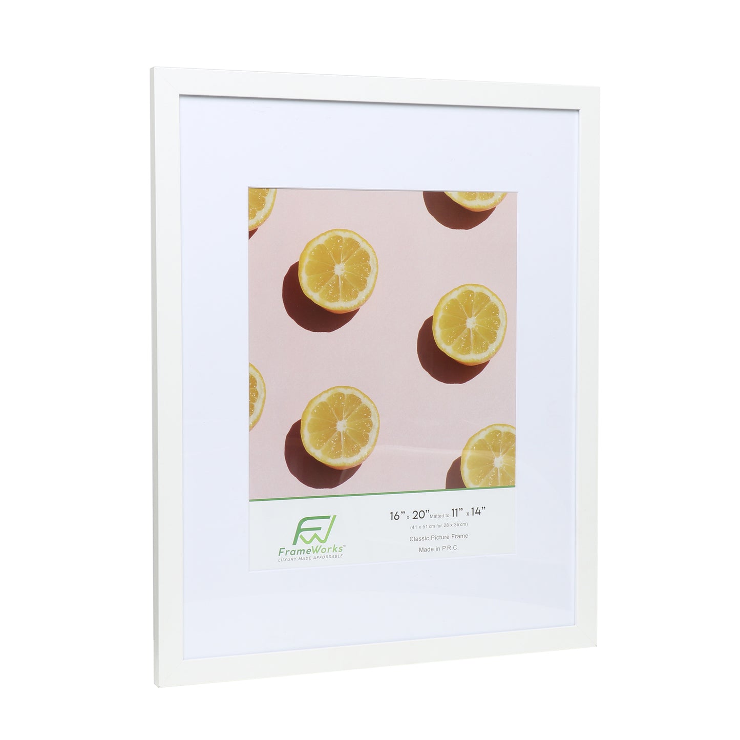 16" x 20” Classic White Wood Picture Frame with Tempered Glass, 11" x 14" Matted