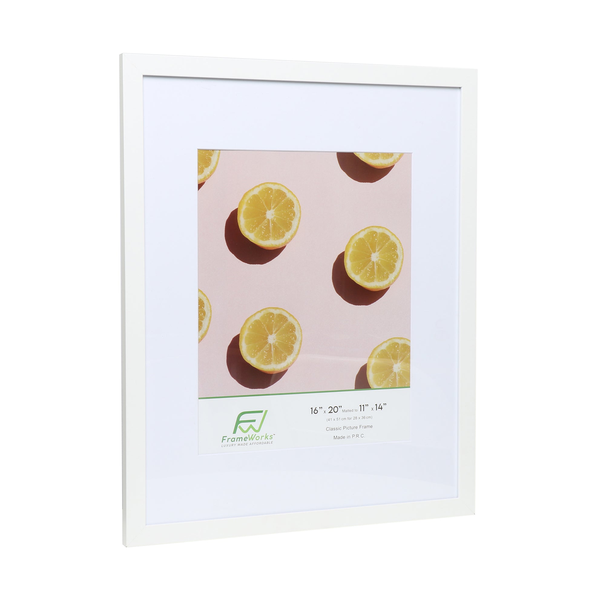 16" x 20” Classic White Wood Picture Frame with Tempered Glass, 11" x 14" Matted