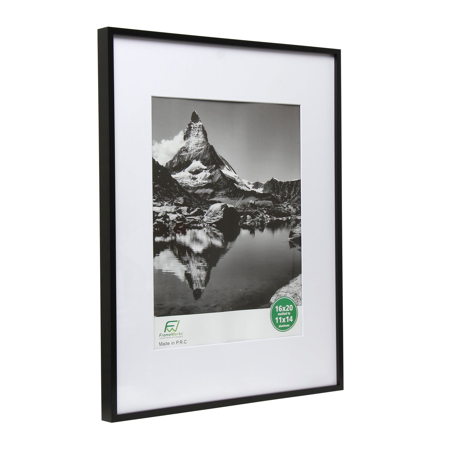 16" x 20" Deluxe Black Aluminum Contemporary Picture Frame, 11" x 14" Matted
