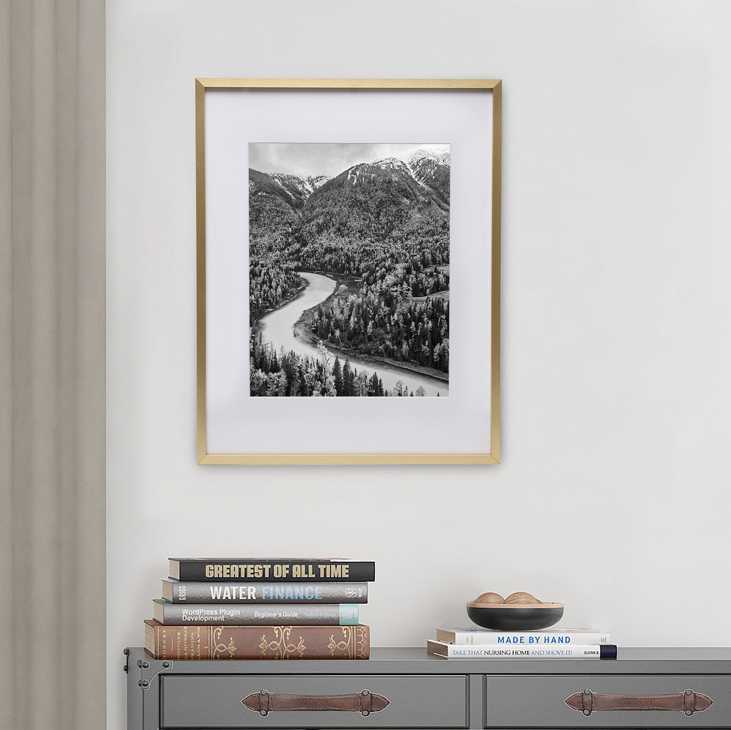 16" x 20" Deluxe Brass Gold Aluminum Contemporary Picture Frame, 11" x 14" Matted