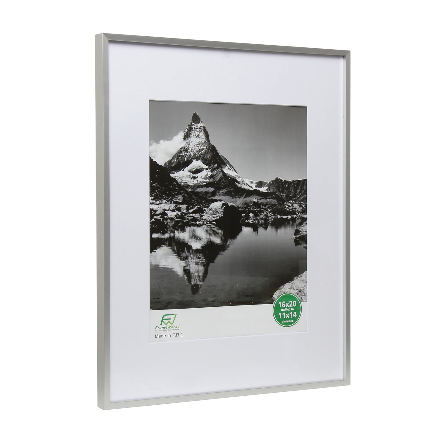 16" x 20" Deluxe Silver Aluminum Contemporary Picture Frame, 11" x 14" Matted