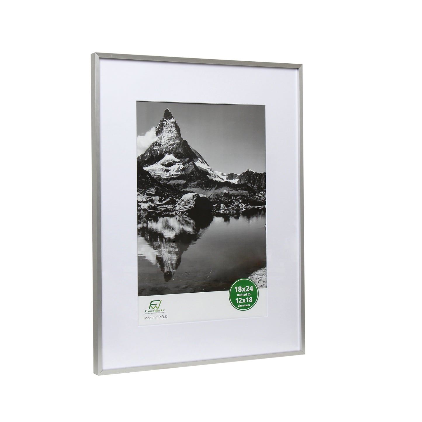 18" x 24" Deluxe Silver Aluminum Contemporary Picture Frame, 12" x 18" Matted