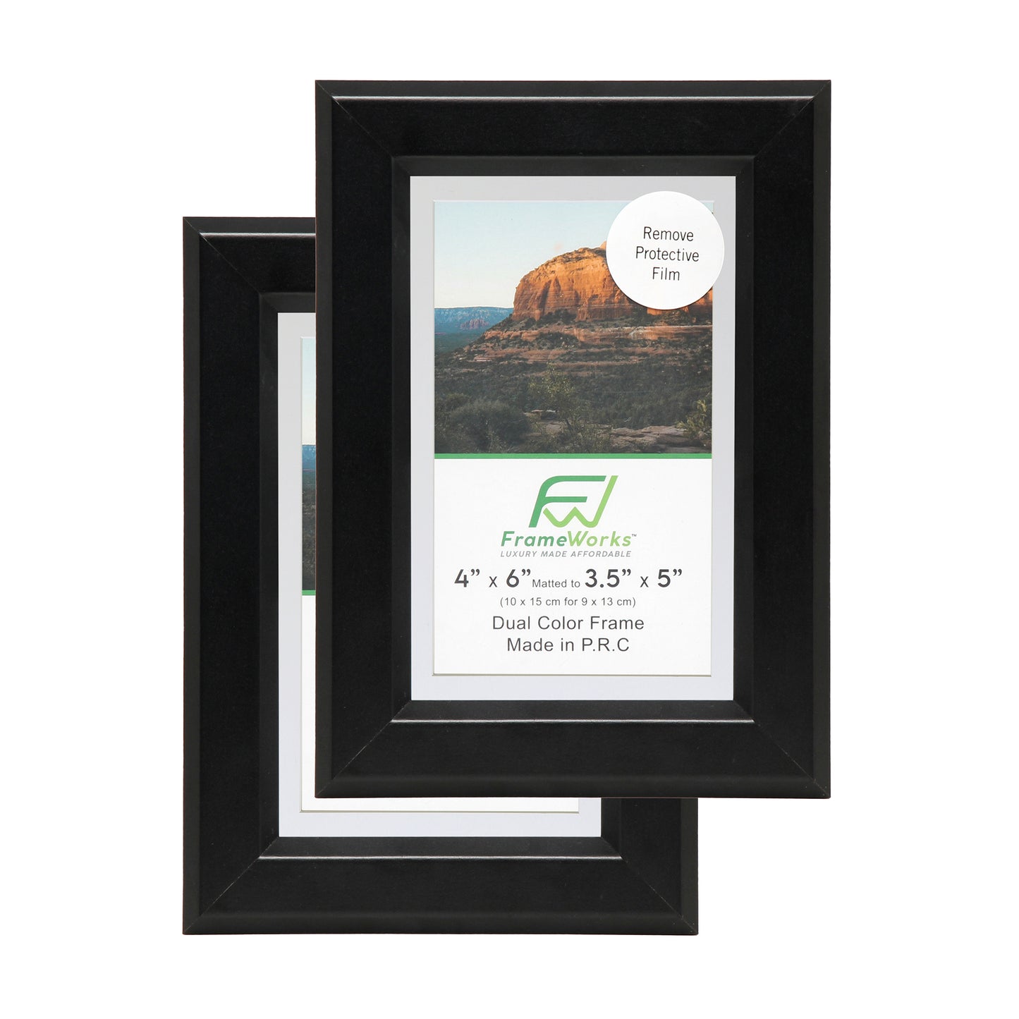 4" x 6" Black Wood 2-Pack Gunnabo Picture Frames, 3.5" x 5" Matted