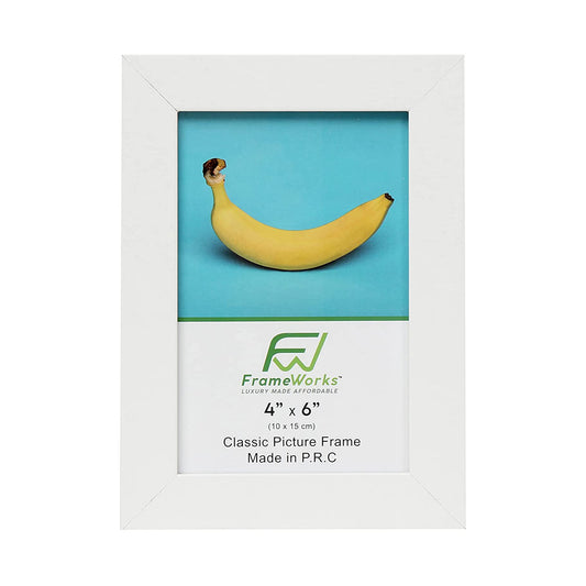 4" x 6” Classic White Wood Picture Frame with Tempered Glass