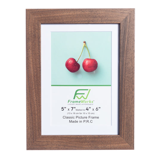 5" x 7" Classic Dark Oak Wood Picture Frame with Tempered Glass, 4" x 6" Matted