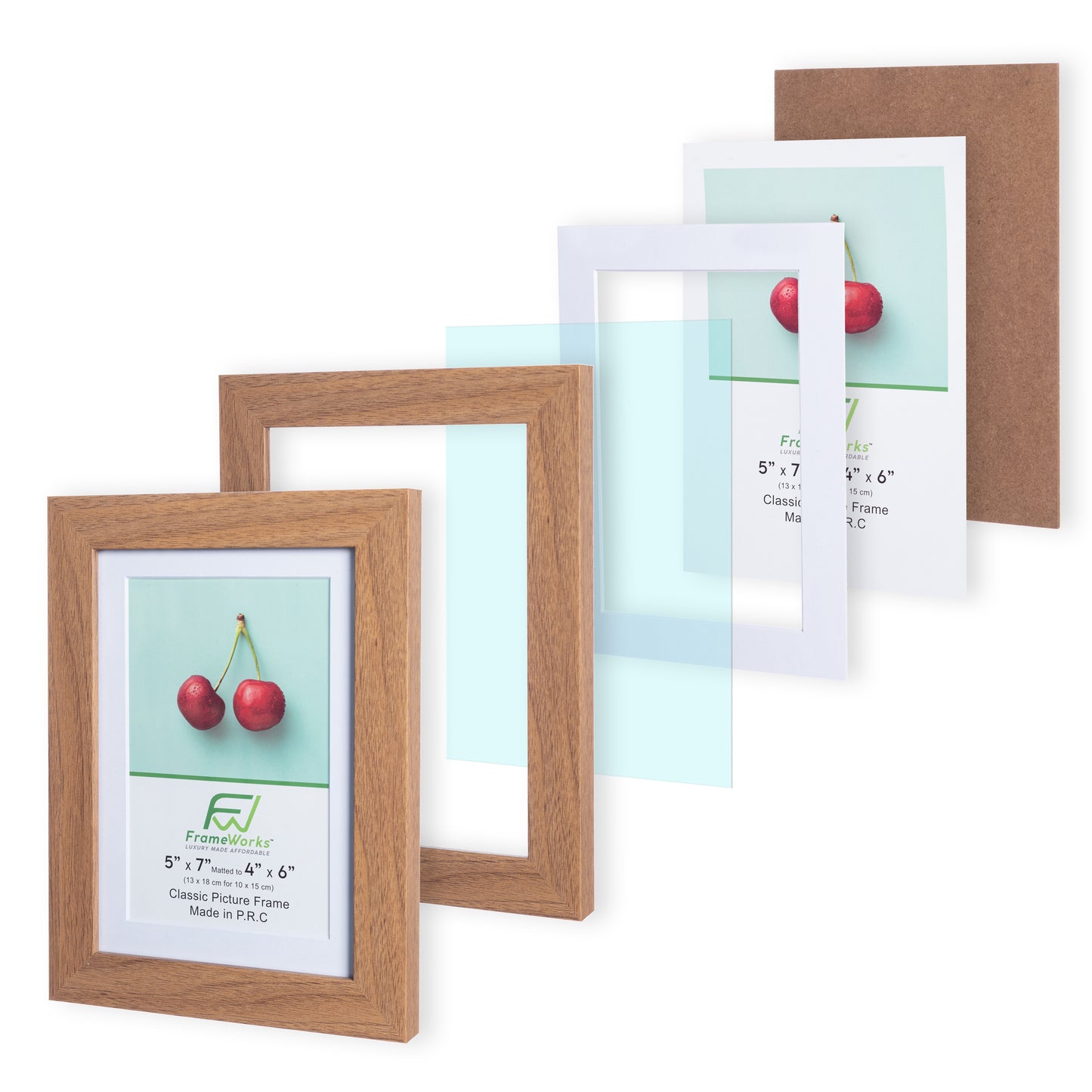 5" x 7" Classic Light Oak Wood Picture Frame with Tempered Glass, 4" x 6" Matted