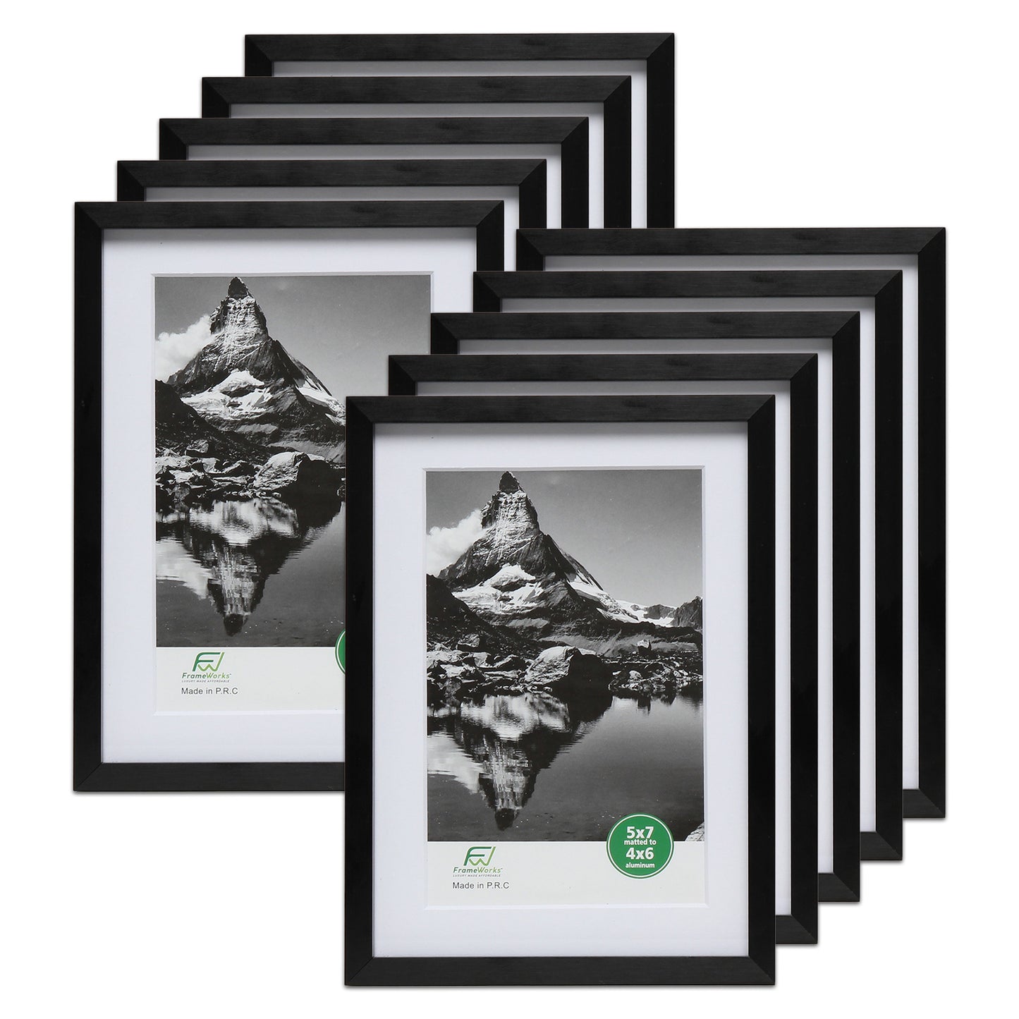 5" x 7" Deluxe Black Aluminum Contemporary Picture Frame, 4" x 6" Matted